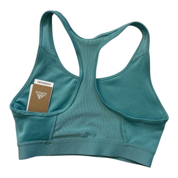 adidas Women's Don't Rest Alphaskin Medium Support Sports Bra Mint Blue Small - Picture 3 of 6